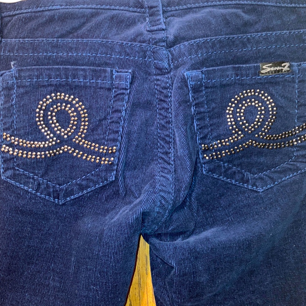 Seven7 Embroidered Corduroy Women’s Skinny Jeans Navy Blue Size 4.